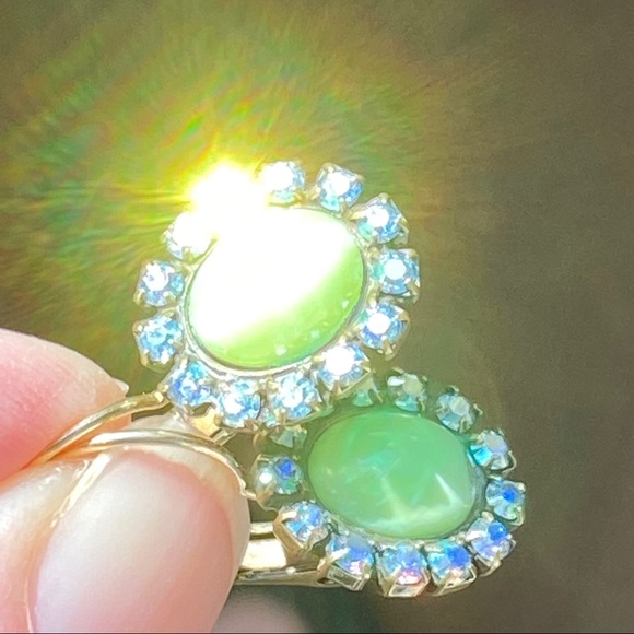 Liz Palacios Green Earrings w Swarovski Crystals